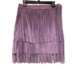 Idyllwind Fueled By Miranda Lambert L Faux Suede Fringe Skirt Purple Large 17"W
